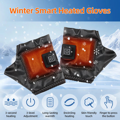 Smart Wireless Heating Leather Gloves Winter Thermal Fingerless Glove Hand Keep Warm Promote Blood Circulation for Office Gaming