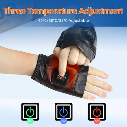 Smart Wireless Heating Leather Gloves Winter Thermal Fingerless Glove Hand Keep Warm Promote Blood Circulation for Office Gaming